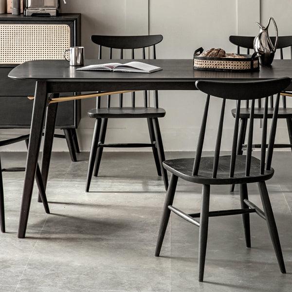 Zwart modern rechthoekige eiken tafelbladtafel voor 4 personen