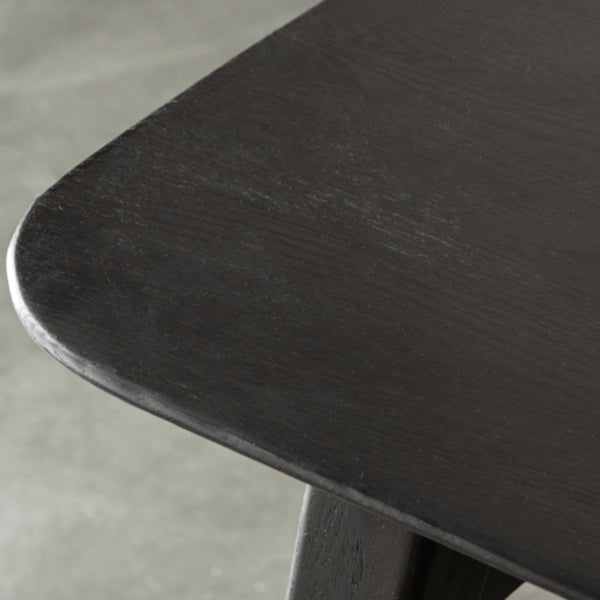 Zwart modern rechthoekige eiken tafelbladtafel voor 4 personen