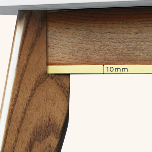 Mesa de comedor de piedra blanca rectangular contemporánea con 4 pies de madera