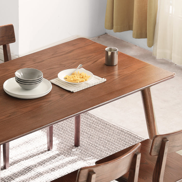 Modern Rectangular Oak Brown Top Dining Table with 4 Wood Legs Clearhalo 'Dining Tables & Seating' 'Dining Tables' 'dining_table' 'furn' 'furn_dining_table' 'Furniture' 'Kitchen & Dining Furniture' 7854526