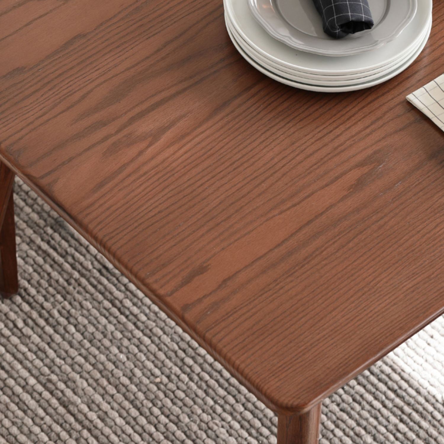 Modern Rectangular Oak Brown Top Dining Table with 4 Wood Legs Clearhalo 'Dining Tables & Seating' 'Dining Tables' 'dining_table' 'furn' 'furn_dining_table' 'Furniture' 'Kitchen & Dining Furniture' 7854527