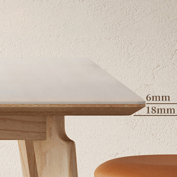 Mesa de comedor rectangular contemporánea con patas de madera maciza marrón claro