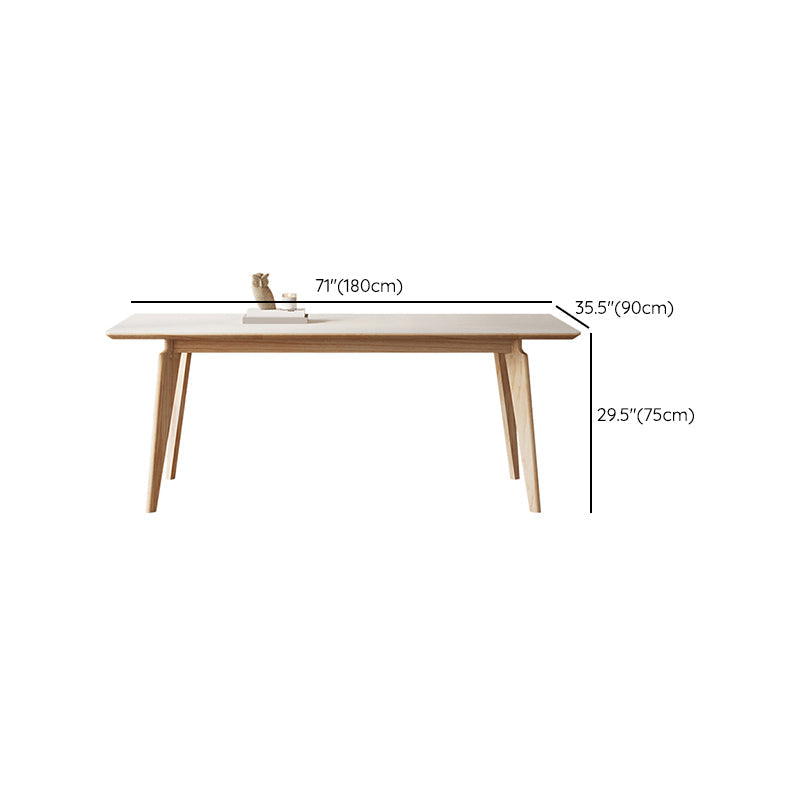 Mesa de comedor rectangular contemporánea con patas de madera maciza marrón claro