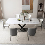 Moderno dinette da 1/5/7 pz interno con tavolo da pranzo bianco e sedie
