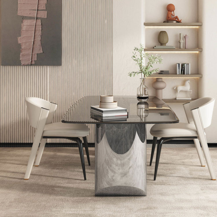 1/2/3/4/5 PC Dinette set con tavolo da pranzo in vetro grigio e sedie bianche