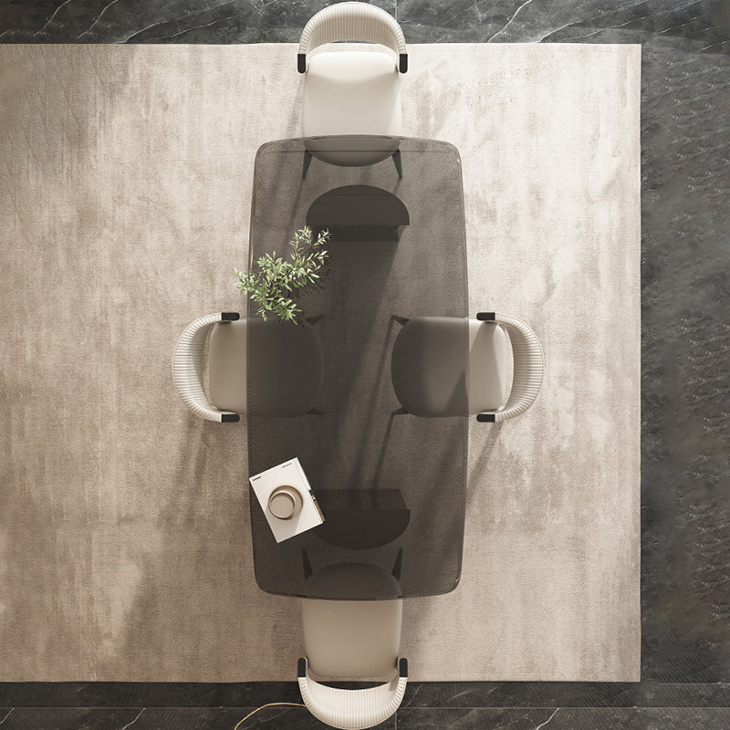 1/2/3/4/5 PC Dinette set con tavolo da pranzo in vetro grigio e sedie bianche