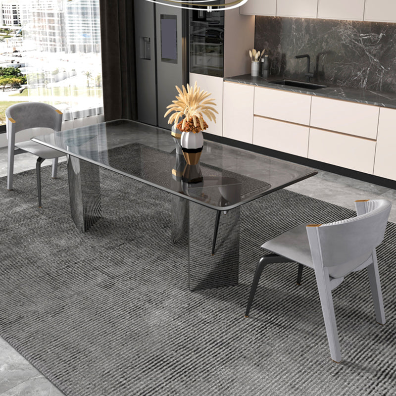 Cocina 1/2/3/5 PCS Juego de comedor con mesa de copa de vidrio y sillas grises