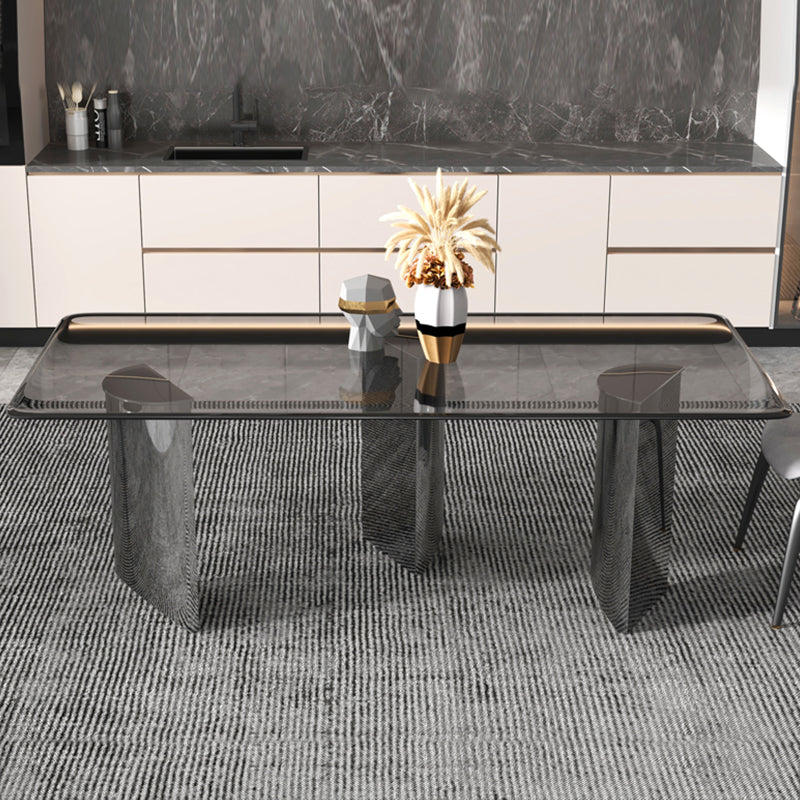 Cocina 1/2/3/5 PCS Juego de comedor con mesa de copa de vidrio y sillas grises