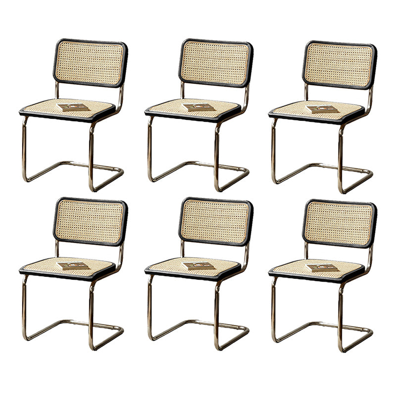 Moderne Matte Finish Eichenholz Essstuhl mit Metallrahmen für Wohnzimmer