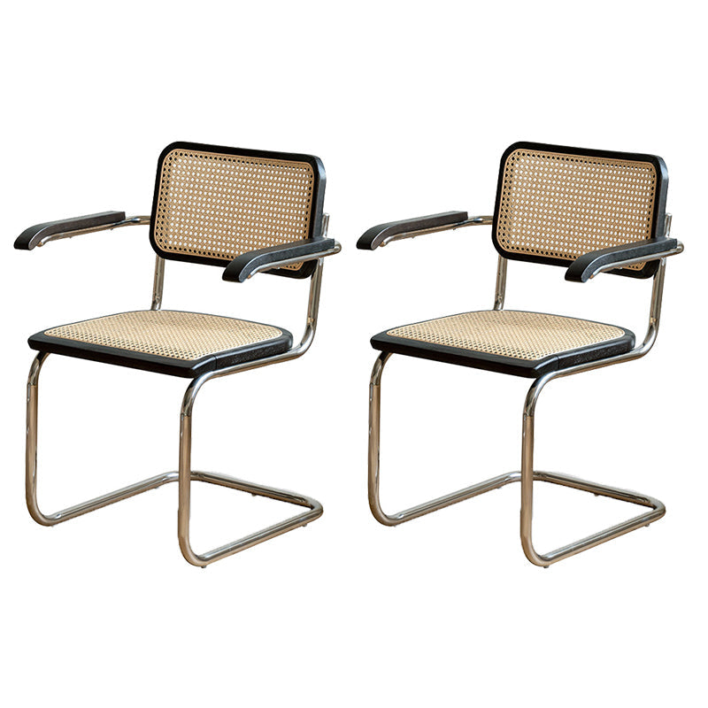 Moderne Matte Finish Eichenholz Essstuhl mit Metallrahmen für Wohnzimmer