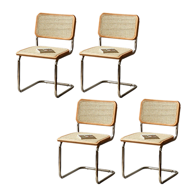 Moderne Matte Finish Eichenholz Essstuhl mit Metallrahmen für Wohnzimmer