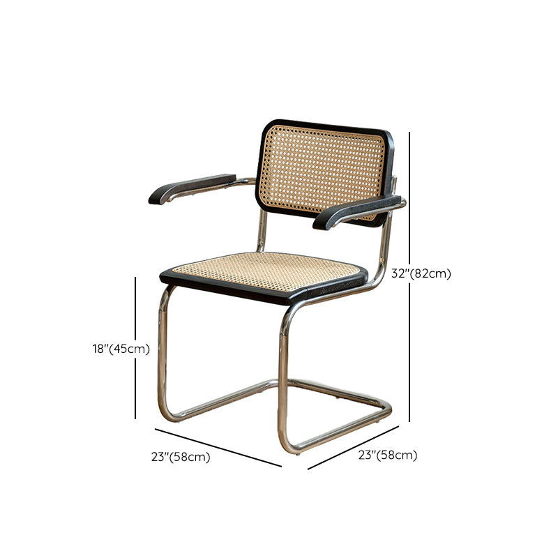 Moderne matte afwerking eiken houten eetkamerstoel met metalen frame voor woonkamer