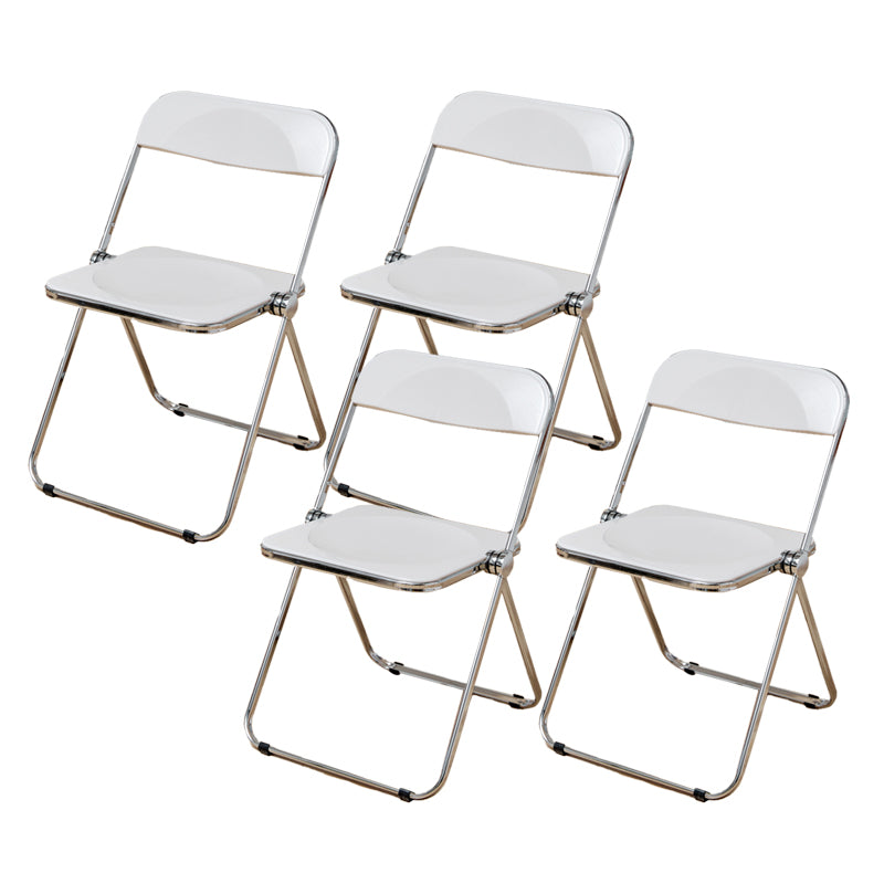 Contemporary Open Back Metal Folding Armless Dining Chairs(Set of 4/8) White 4 Piece Set Clearhalo 'Dining Chairs' 'Dining Tables & Seating' 'dining_chair' 'furn' 'furn_dining_chair' 'Furniture' 'Kitchen & Dining Furniture' 7855072
