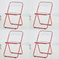 Contemporary Open Back Metal Folding Armless Dining Chairs(Set of 4/8) Red 4 Piece Set Clearhalo 'Dining Chairs' 'Dining Tables & Seating' 'dining_chair' 'furn' 'furn_dining_chair' 'Furniture' 'Kitchen & Dining Furniture' 7855076