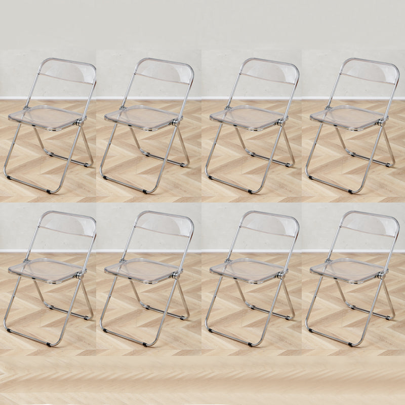 Contemporary Open Back Metal Folding Armless Dining Chairs(Set of 4/8) Clear 8 Piece Set Clearhalo 'Dining Chairs' 'Dining Tables & Seating' 'dining_chair' 'furn' 'furn_dining_chair' 'Furniture' 'Kitchen & Dining Furniture' 7855090