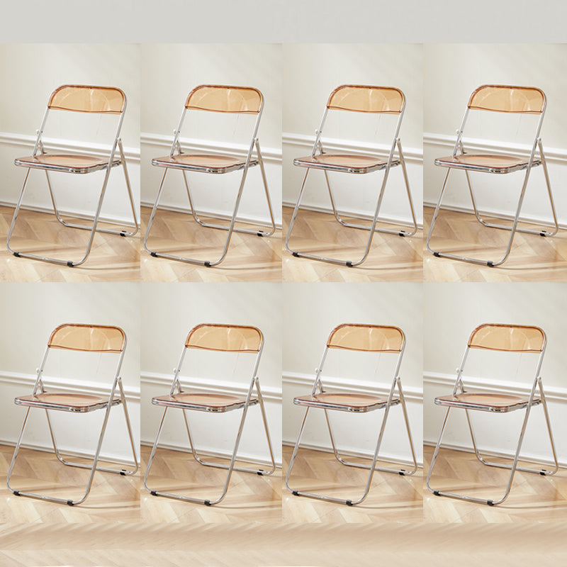 Contemporary Open Back Metal Folding Armless Dining Chairs(Set of 4/8) Amber 8 Piece Set Clearhalo 'Dining Chairs' 'Dining Tables & Seating' 'dining_chair' 'furn' 'furn_dining_chair' 'Furniture' 'Kitchen & Dining Furniture' 7855092