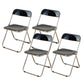 Contemporary Open Back Metal Folding Armless Dining Chairs(Set of 4/8) Gloss Black 4 Piece Set Clearhalo 'Dining Chairs' 'Dining Tables & Seating' 'dining_chair' 'furn' 'furn_dining_chair' 'Furniture' 'Kitchen & Dining Furniture' 7855093
