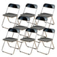 Contemporary Open Back Metal Folding Armless Dining Chairs(Set of 4/8) Gloss Black 8 Piece Set Clearhalo 'Dining Chairs' 'Dining Tables & Seating' 'dining_chair' 'furn' 'furn_dining_chair' 'Furniture' 'Kitchen & Dining Furniture' 7855094