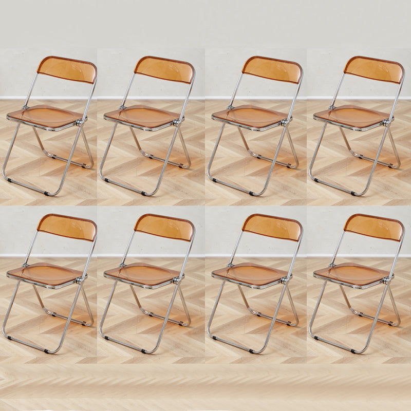 Contemporary Open Back Metal Folding Armless Dining Chairs(Set of 4/8) Light Brown 8 Piece Set Clearhalo 'Dining Chairs' 'Dining Tables & Seating' 'dining_chair' 'furn' 'furn_dining_chair' 'Furniture' 'Kitchen & Dining Furniture' 7855096