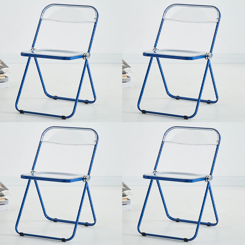 Contemporary Open Back Metal Folding Armless Dining Chairs(Set of 4/8) Dark Blue 4 Piece Set Clearhalo 'Dining Chairs' 'Dining Tables & Seating' 'dining_chair' 'furn' 'furn_dining_chair' 'Furniture' 'Kitchen & Dining Furniture' 7855101