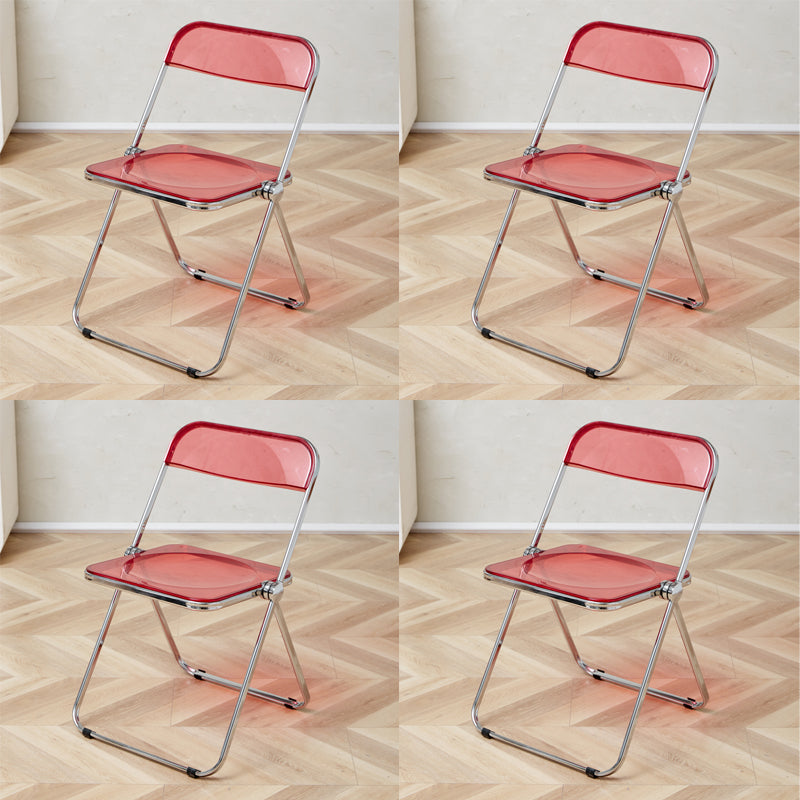 Contemporary Open Back Metal Folding Armless Dining Chairs(Set of 4/8) Light Red 4 Piece Set Clearhalo 'Dining Chairs' 'Dining Tables & Seating' 'dining_chair' 'furn' 'furn_dining_chair' 'Furniture' 'Kitchen & Dining Furniture' 7855105_8b268e08-8547-45e4-b784-eca1b1da199a