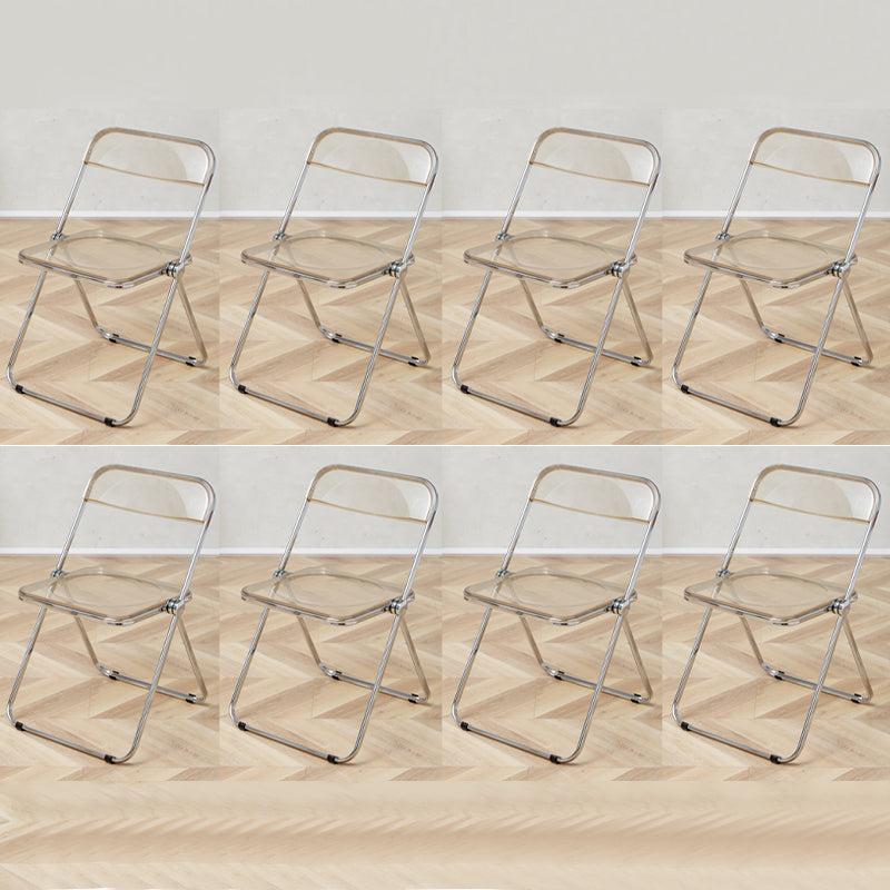 Contemporary Open Back Metal Folding Armless Dining Chairs(Set of 4/8) Brown Amber 8 Piece Set Clearhalo 'Dining Chairs' 'Dining Tables & Seating' 'dining_chair' 'furn' 'furn_dining_chair' 'Furniture' 'Kitchen & Dining Furniture' 7855110