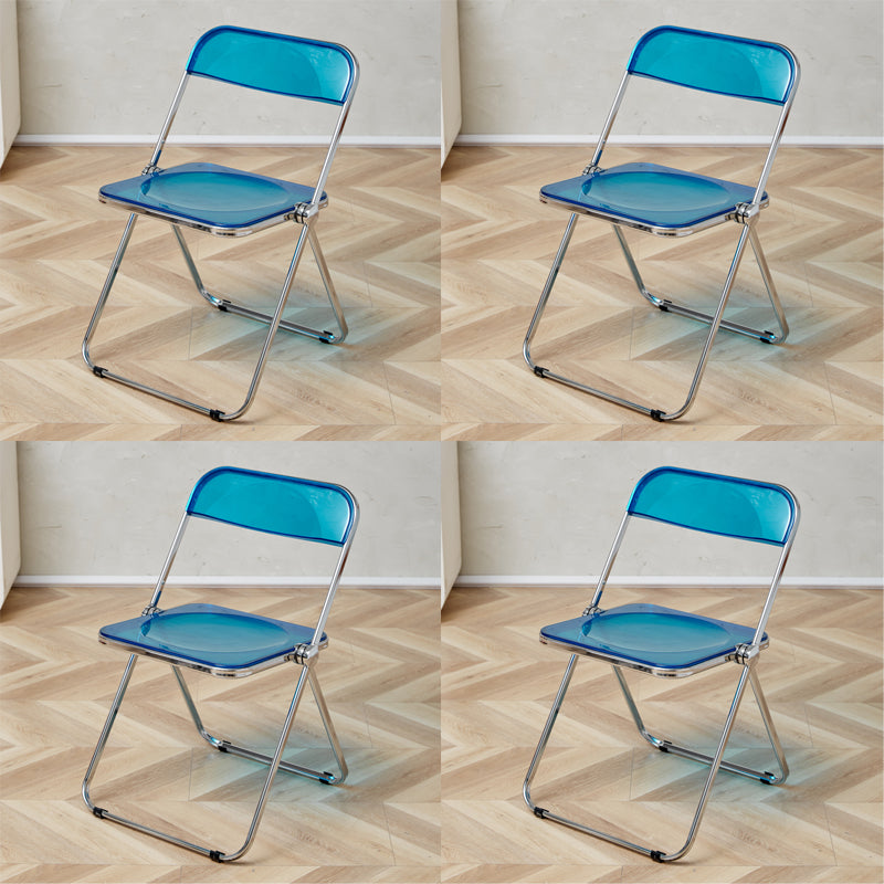 Contemporary Open Back Metal Folding Armless Dining Chairs(Set of 4/8) Sky Blue 4 Piece Set Clearhalo 'Dining Chairs' 'Dining Tables & Seating' 'dining_chair' 'furn' 'furn_dining_chair' 'Furniture' 'Kitchen & Dining Furniture' 7855111