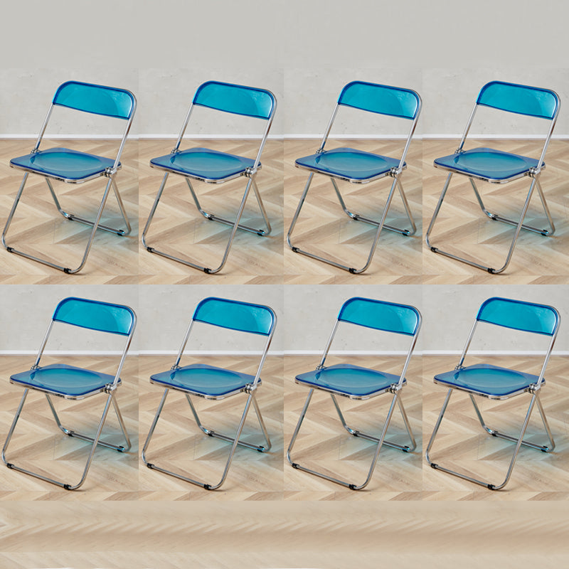 Contemporary Open Back Metal Folding Armless Dining Chairs(Set of 4/8) Sky Blue 8 Piece Set Clearhalo 'Dining Chairs' 'Dining Tables & Seating' 'dining_chair' 'furn' 'furn_dining_chair' 'Furniture' 'Kitchen & Dining Furniture' 7855112