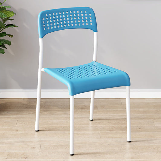 Contemporary Kitchen Stackable Open Back Plastic Dining Side Chair Light Blue 1 Piece