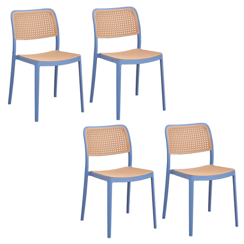 Modern & Contemporary Open Back Stackable Dining Chairs(Set of 4/8) Blue 4 Piece Set Clearhalo 'Dining Chairs' 'Dining Tables & Seating' 'dining_chair' 'furn' 'furn_dining_chair' 'Furniture' 'Kitchen & Dining Furniture' 7855363