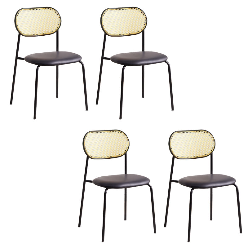 Modern & Contemporary Open Back Stackable Dining Chairs(Set of 4/8) Gloss Black 4 Piece Set Clearhalo 'Dining Chairs' 'Dining Tables & Seating' 'dining_chair' 'furn' 'furn_dining_chair' 'Furniture' 'Kitchen & Dining Furniture' 7855372