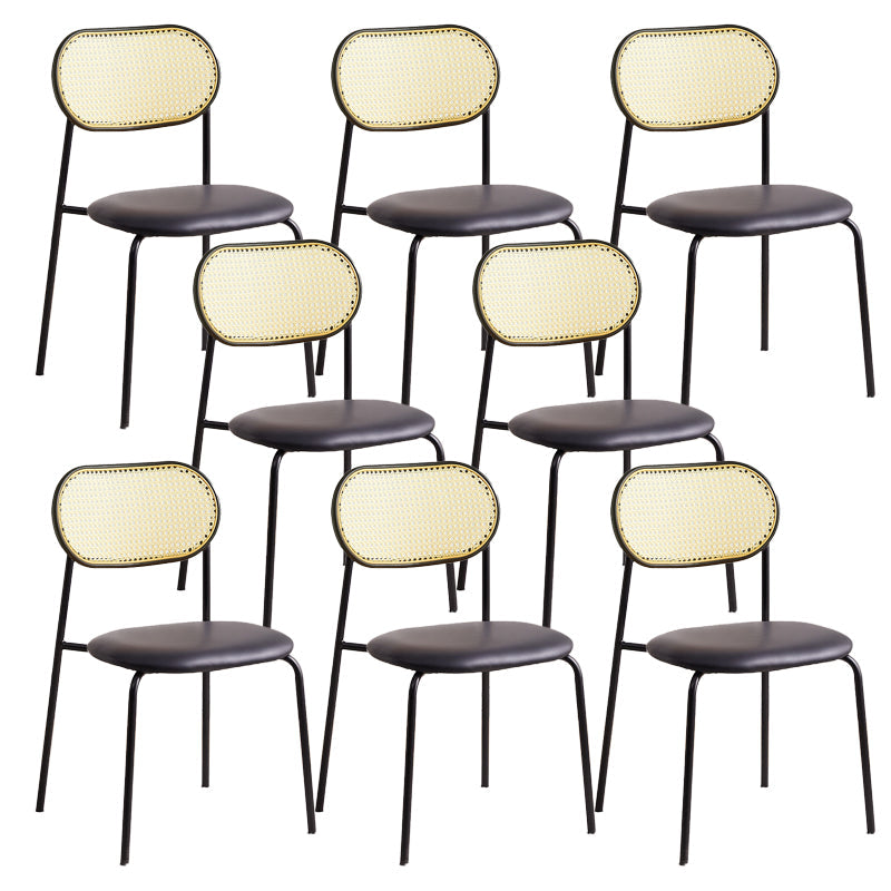 Modern & Contemporary Open Back Stackable Dining Chairs(Set of 4/8) Gloss Black 8 Piece Set Clearhalo 'Dining Chairs' 'Dining Tables & Seating' 'dining_chair' 'furn' 'furn_dining_chair' 'Furniture' 'Kitchen & Dining Furniture' 7855373
