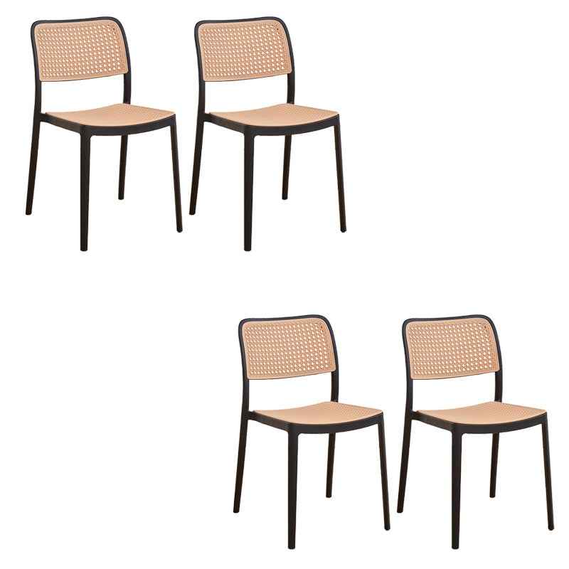 Modern & Contemporary Open Back Stackable Dining Chairs(Set of 4/8) Wood-Black 4 Piece Set Clearhalo 'Dining Chairs' 'Dining Tables & Seating' 'dining_chair' 'furn' 'furn_dining_chair' 'Furniture' 'Kitchen & Dining Furniture' 7855374