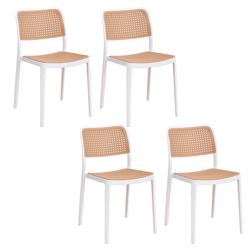 Modern & Contemporary Open Back Stackable Dining Chairs(Set of 4/8) White 4 Piece Set Clearhalo 'Dining Chairs' 'Dining Tables & Seating' 'dining_chair' 'furn' 'furn_dining_chair' 'Furniture' 'Kitchen & Dining Furniture' 7855378