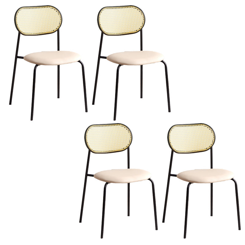 Modern & Contemporary Open Back Stackable Dining Chairs(Set of 4/8) Off-White 4 Piece Set Clearhalo 'Dining Chairs' 'Dining Tables & Seating' 'dining_chair' 'furn' 'furn_dining_chair' 'Furniture' 'Kitchen & Dining Furniture' 7855384