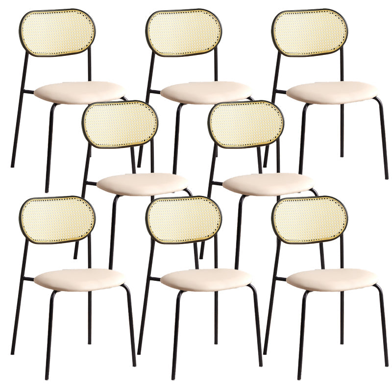 Modern & Contemporary Open Back Stackable Dining Chairs(Set of 4/8) Off-White 8 Piece Set Clearhalo 'Dining Chairs' 'Dining Tables & Seating' 'dining_chair' 'furn' 'furn_dining_chair' 'Furniture' 'Kitchen & Dining Furniture' 7855385