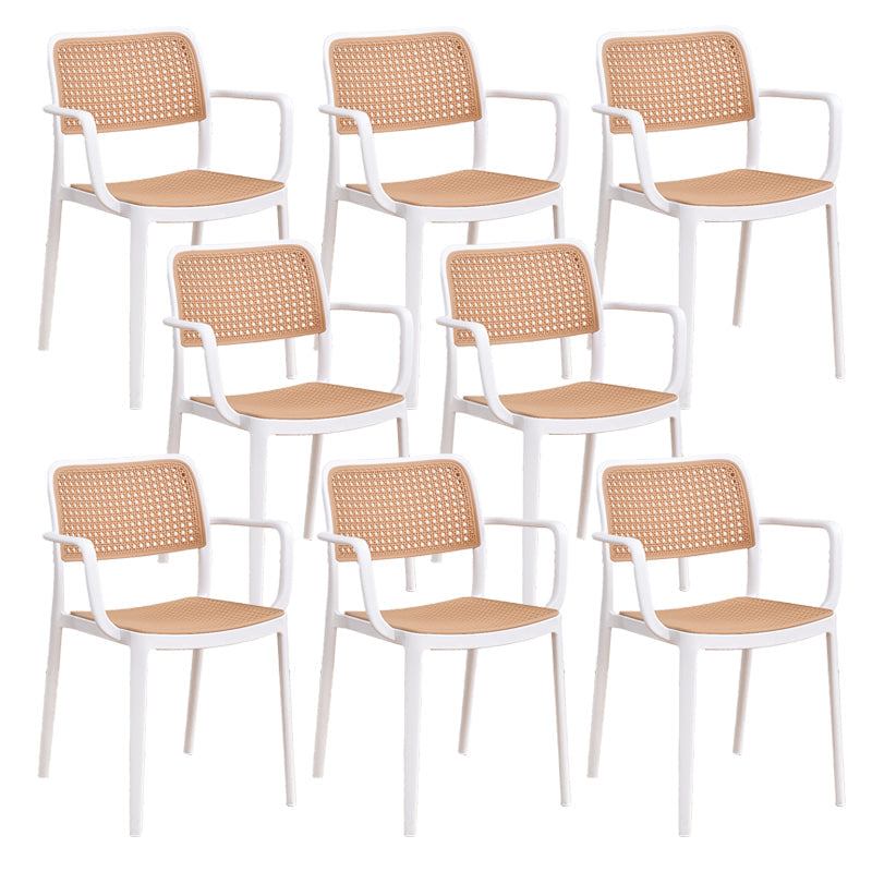 Modern & Contemporary Open Back Stackable Dining Chairs(Set of 4/8) Natural White 8 Piece Set Clearhalo 'Dining Chairs' 'Dining Tables & Seating' 'dining_chair' 'furn' 'furn_dining_chair' 'Furniture' 'Kitchen & Dining Furniture' 7855389