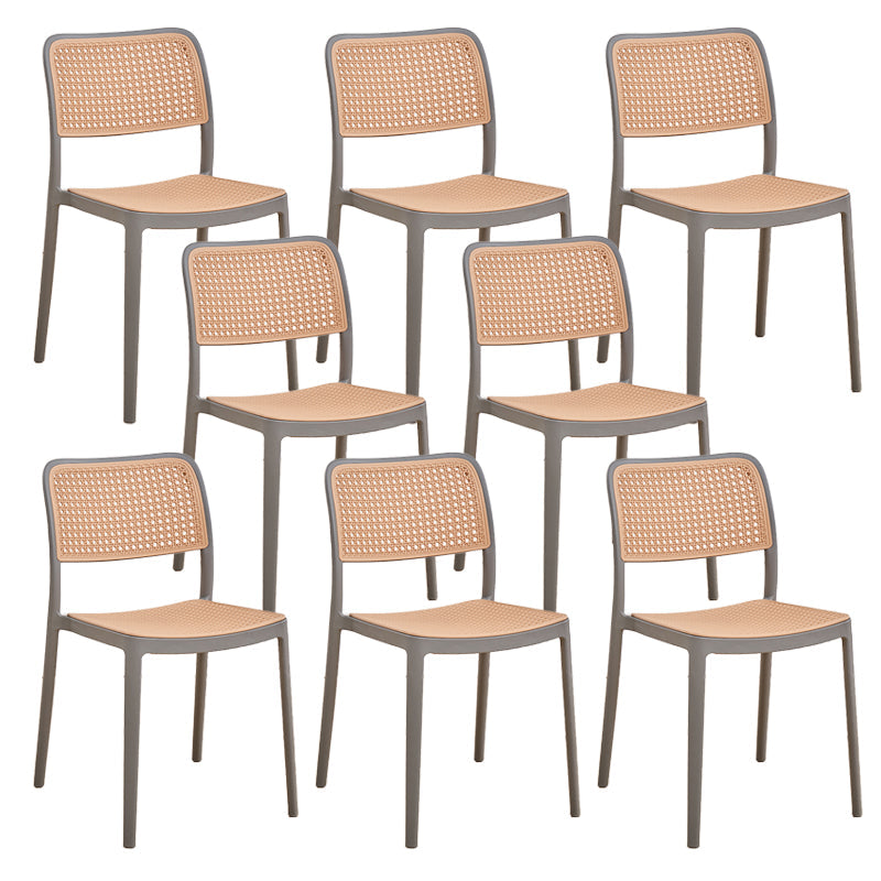 Modern & Contemporary Open Back Stackable Dining Chairs(Set of 4/8) Wood + Gray 8 Piece Set Clearhalo 'Dining Chairs' 'Dining Tables & Seating' 'dining_chair' 'furn' 'furn_dining_chair' 'Furniture' 'Kitchen & Dining Furniture' 7855391