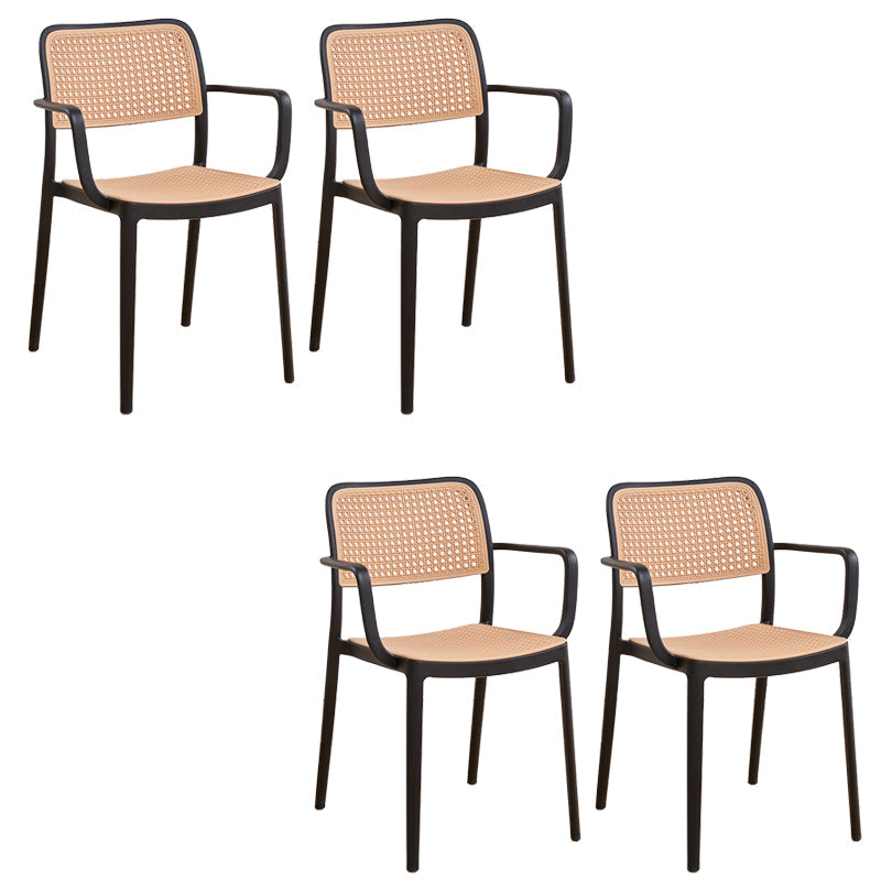 Modern & Contemporary Open Back Stackable Dining Chairs(Set of 4/8) Natural Wood Black 4 Piece Set Clearhalo 'Dining Chairs' 'Dining Tables & Seating' 'dining_chair' 'furn' 'furn_dining_chair' 'Furniture' 'Kitchen & Dining Furniture' 7855396