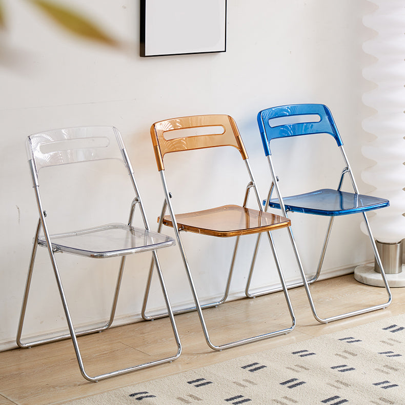 Moderne klappbare Back Metal Armless Ess Chairs (Set 4/8)