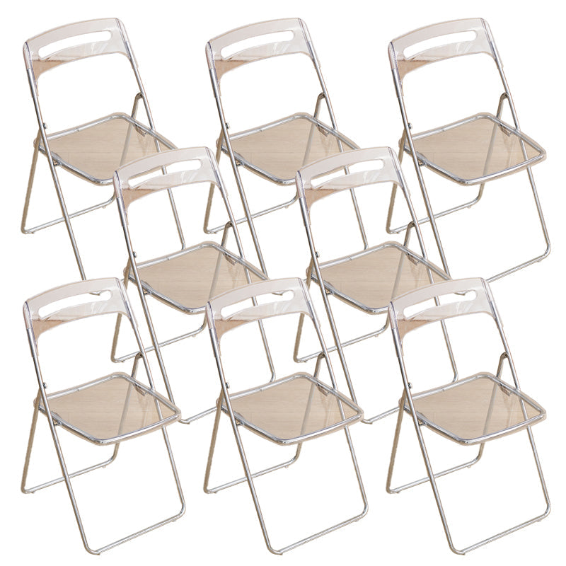 Moderne klappbare Back Metal Armless Ess Chairs (Set 4/8)