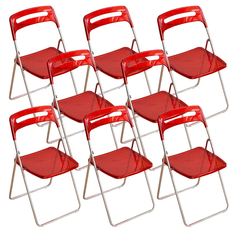 Moderne klappbare Back Metal Armless Ess Chairs (Set 4/8)