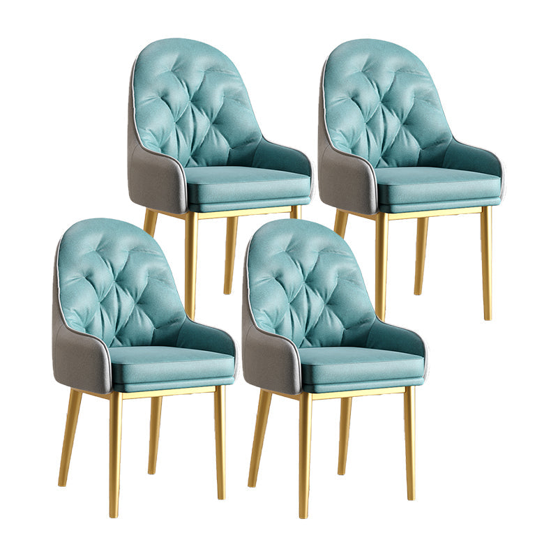 Modern Style Home Solid Back Metal Dining Arm Chair(Set of 4/8) Light Blue 4 Piece Set Clearhalo 'Dining Chairs' 'Dining Tables & Seating' 'dining_chair' 'furn' 'furn_dining_chair' 'Furniture' 'Kitchen & Dining Furniture' 7855502