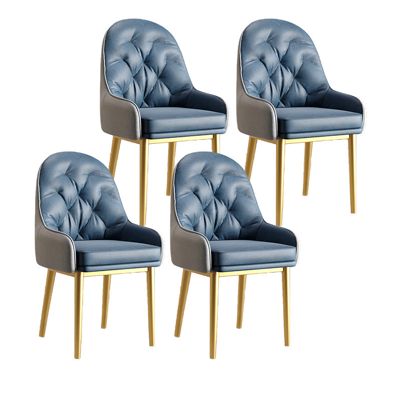 Modern Style Home Solid Back Metal Dining Arm Chair(Set of 4/8) Dark Blue 4 Piece Set Clearhalo 'Dining Chairs' 'Dining Tables & Seating' 'dining_chair' 'furn' 'furn_dining_chair' 'Furniture' 'Kitchen & Dining Furniture' 7855506