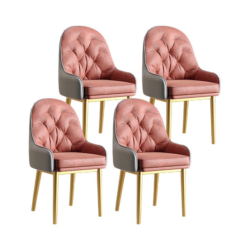 Modern Style Home Solid Back Metal Dining Arm Chair(Set of 4/8) Gold-Pink 4 Piece Set Clearhalo 'Dining Chairs' 'Dining Tables & Seating' 'dining_chair' 'furn' 'furn_dining_chair' 'Furniture' 'Kitchen & Dining Furniture' 7855509