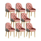 Modern Style Home Solid Back Metal Dining Arm Chair(Set of 4/8) Gold-Pink 8 Piece Set Clearhalo 'Dining Chairs' 'Dining Tables & Seating' 'dining_chair' 'furn' 'furn_dining_chair' 'Furniture' 'Kitchen & Dining Furniture' 7855512