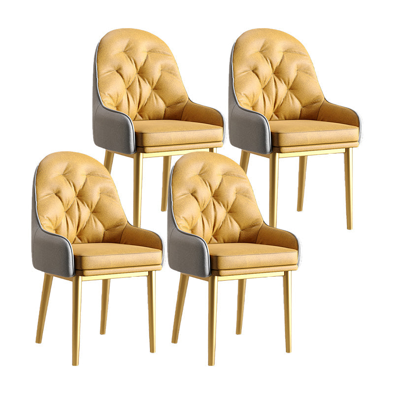 Modern Style Home Solid Back Metal Dining Arm Chair(Set of 4/8) Golden 4 Piece Set Clearhalo 'Dining Chairs' 'Dining Tables & Seating' 'dining_chair' 'furn' 'furn_dining_chair' 'Furniture' 'Kitchen & Dining Furniture' 7855513