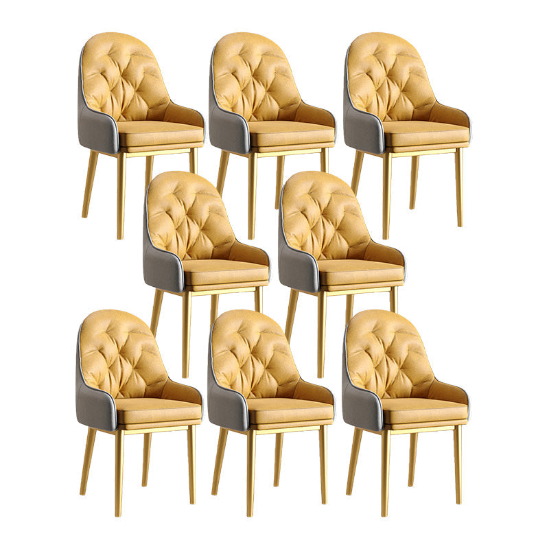 Modern Style Home Solid Back Metal Dining Arm Chair(Set of 4/8) Golden 8 Piece Set Clearhalo 'Dining Chairs' 'Dining Tables & Seating' 'dining_chair' 'furn' 'furn_dining_chair' 'Furniture' 'Kitchen & Dining Furniture' 7855516