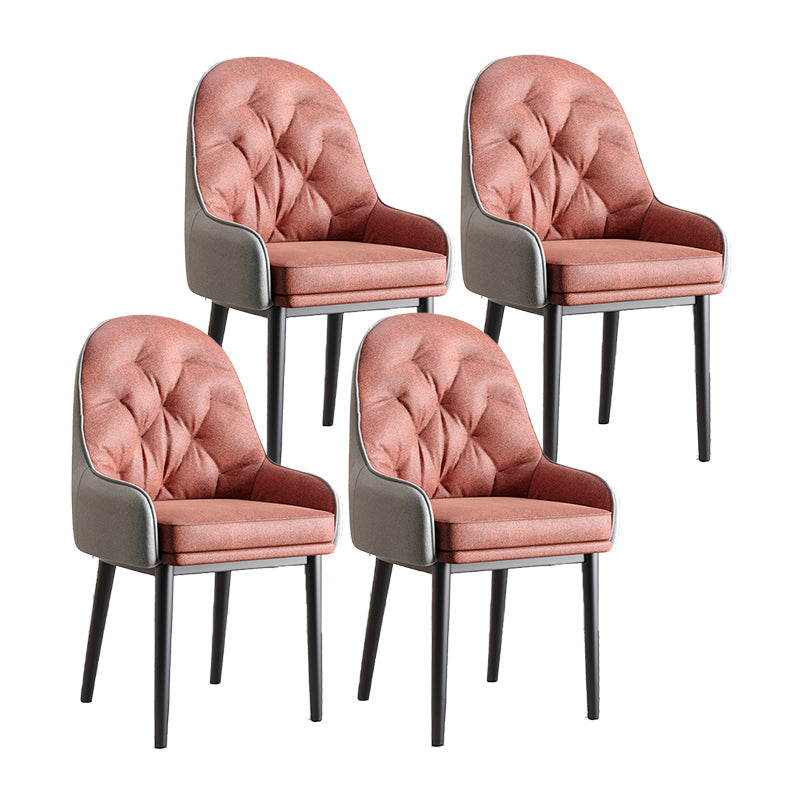 Modern Style Home Solid Back Metal Dining Arm Chair(Set of 4/8) Pink Black 4 Piece Set Clearhalo 'Dining Chairs' 'Dining Tables & Seating' 'dining_chair' 'furn' 'furn_dining_chair' 'Furniture' 'Kitchen & Dining Furniture' 7855520