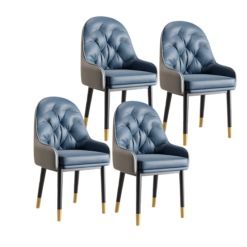Modern Style Home Solid Back Metal Dining Arm Chair(Set of 4/8) Blue 4 Piece Set Clearhalo 'Dining Chairs' 'Dining Tables & Seating' 'dining_chair' 'furn' 'furn_dining_chair' 'Furniture' 'Kitchen & Dining Furniture' 7855528